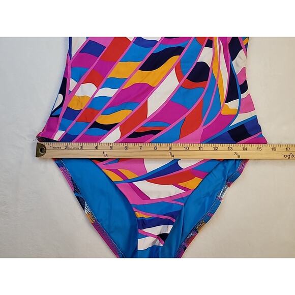 Trina Turk Rio Ruffle Off Shoulder One Piece Swimsuit Size 10 Resort - Picture 7 of 9